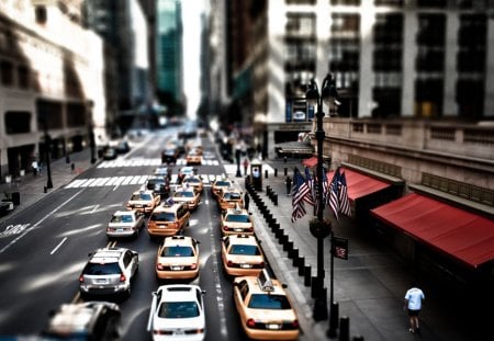 street in the city - city, building, street, car