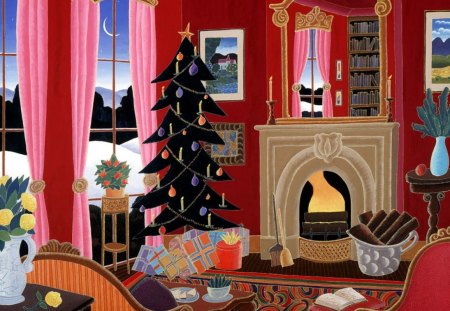 By Thomas McKnight - christmas, thomas mcknight, new year, painting, art, tree