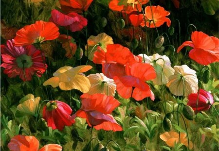 By Leon Roulette - painting, art, garden, flower, leon roulette