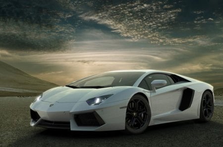 Lamborghini - white, car, lamborghini, vehicle