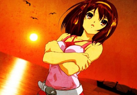 haruhi Suzumiya - hammock, paradise, britney spears, seagull