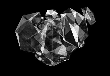 Geometra - geometry, pyramid, wallpaper, white, triangle, grey, dark, 3d, quad, texture