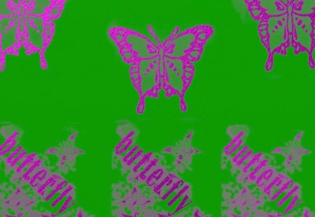 butterfly EFFECT  - effect, green, butterfly, background, pink, metallic