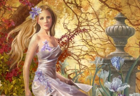 Lost Melody - fantasy, garden, girl, lost melody, nene tina thomas, garden spring