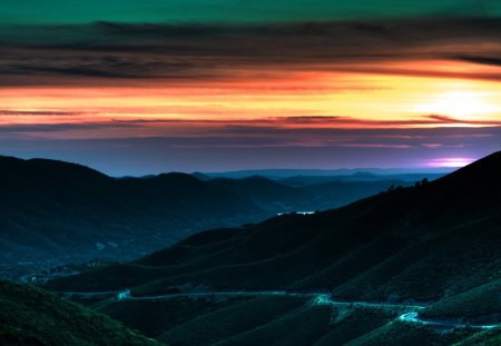 Crazy Sun - sky, mountains, evening, beautiful, nature, sun