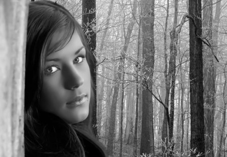 Beautiful Girl - girl, airbrush, beauty, black and white photo