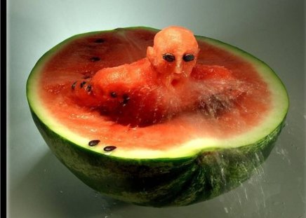 Watermeolon Man - watermelon carving, fruit, art