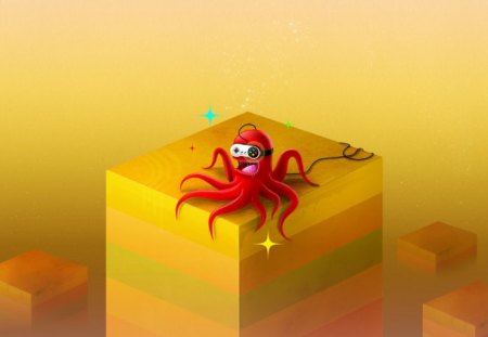 The Game Octopus - cube towers, octopus wearing interactive game mask