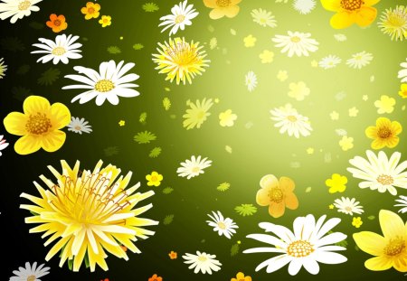 Flowers Afloat - art, floating, dropping, flowers, colorfiul, colors, spring