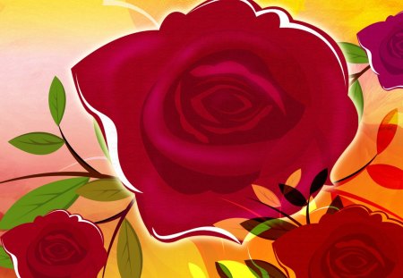 Red Roses - art, flowers, red roses