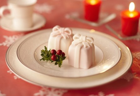 Merry Christmas! - evening, sweets, ornament, light, dinner, red, fruit, box, decoration, mistletoe, candle, table, christmas, white, green, gift, cup