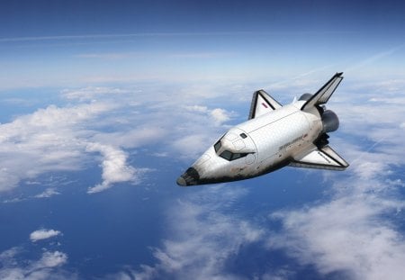 Shuttle flying over the Earth - space, entertainment, sky, other