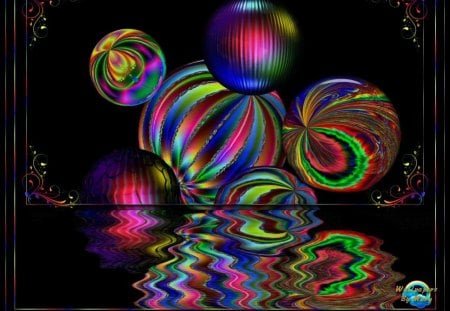 Rainbow Globes 1280x1024 - rainbows, water, globes, 3d