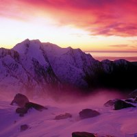 Sunset over Franz Josef Glacier New Zealand