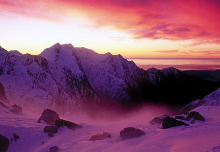 Sunset over Franz Josef Glacier New Zealand - over, zealand, new, sunset, glacier