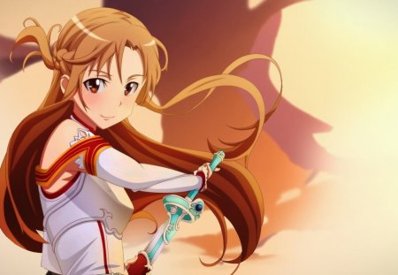 Yuuki Asuna - anime, long hair, swords, sword art online