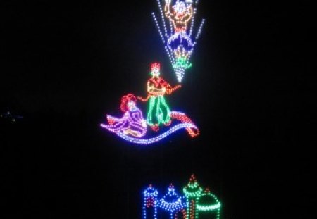 Aladdin in Lights - christmas, winter, nature, lights, decorations