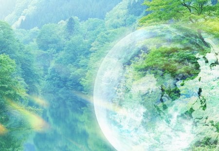 Forest and globe, dreamy forest - nature, globe, green, forests