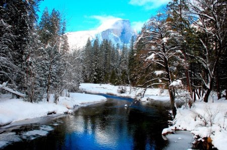 WINTER @ YOSEMITE - river, winter, snow, yosemite, park