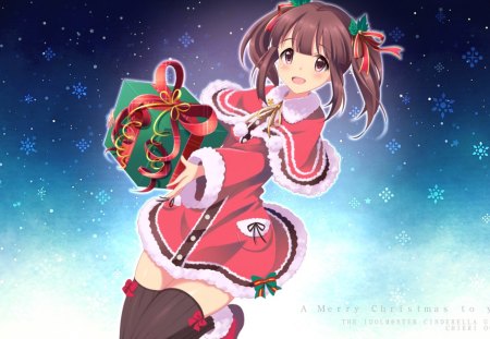 Merry Christmas! - cute, present, thigh highs, anime