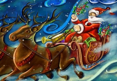 santa claus and his reindeer