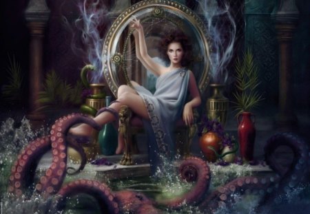 SNAKE CHARMER - throne, charmer, female, snake