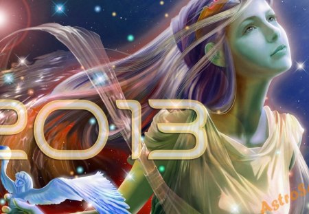 New Year - girl, 2013, fantasy, new year