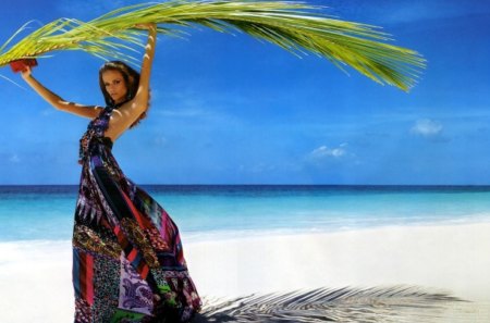 Model on the beach with a large sheet - large, sheet, beach, model