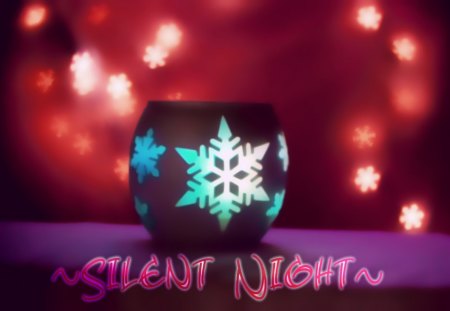 Silent Night - candle, candles, light, winter, snowflakes, fire, christmas, glow, glowing, decorations, ornaments, seasonal, lights, silent night