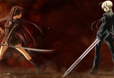 Anime - girls, sword, anime, original