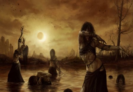 THE WITCHS SWAMP - witch, sun, magic, water, swamp, females