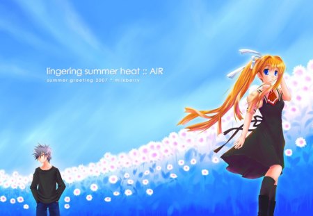 The Lingering Summer Heat - nature, sky, air, anime, summer, misuzu, yukito