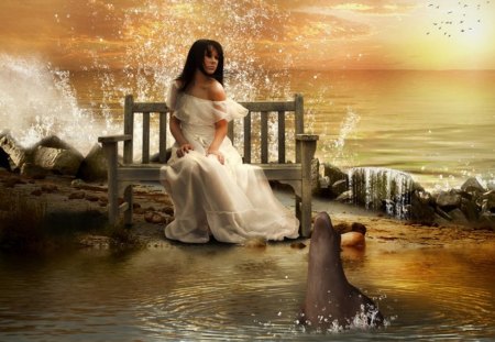 Solace of the Sea - solace, sea, fantasy, lady