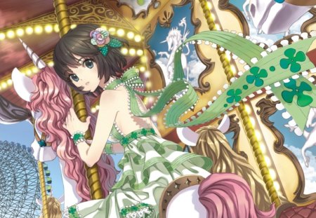 Carousel - cute, hot, anime, anime girl, girl, dress, carousel, sexy, female