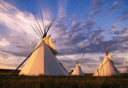 Sioux camp - fields, sky, sioux, camp