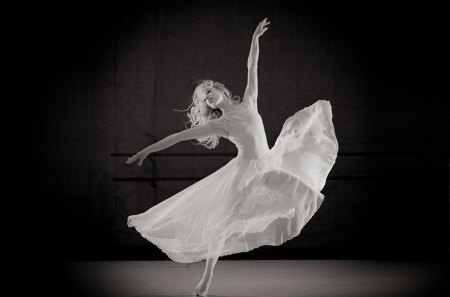 Dancer - dress, white, dancer, woman