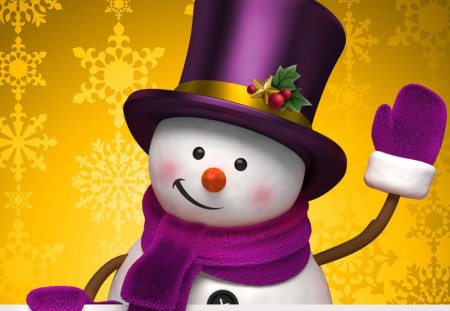 Snowman - abstract, snowman, scarf, cute, 3d