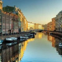 beautiful still river through st. petersbourg