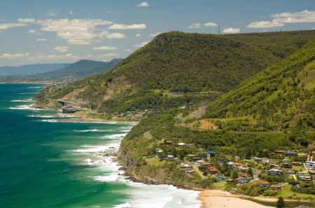 lovely village of stanwell park in coastal australia - forest, mountains, coast, village, sea