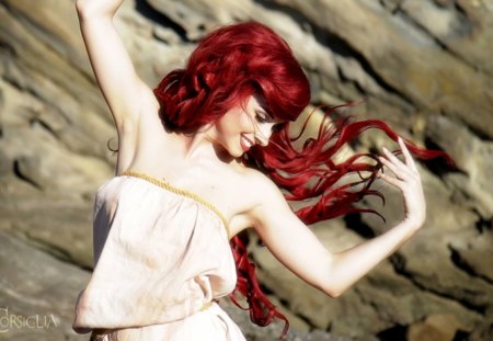 Sail Dress - love, beauty, sail, lady, dance, hair, lovely, red, mermaid, sea, dress