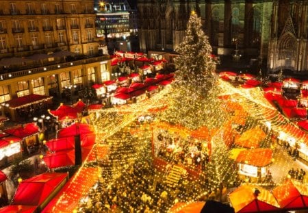 Christmas market - christmas, city, market, lights