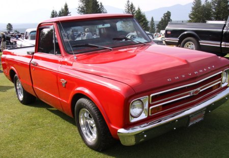 1967 Chevrolet C10 truck - truck, black, tires, headlights, red, photography, chevrolet