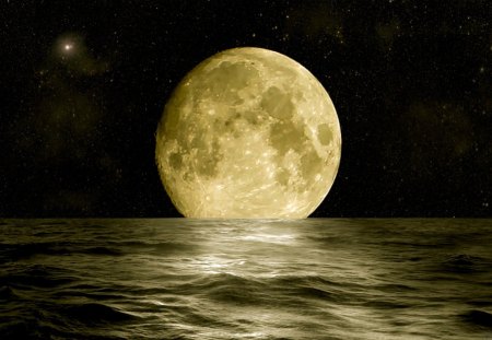 Moon - moon, night, reflection, darkness