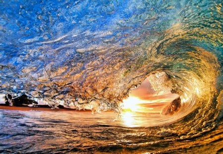 Wave - nature, spray, sun, water, wave