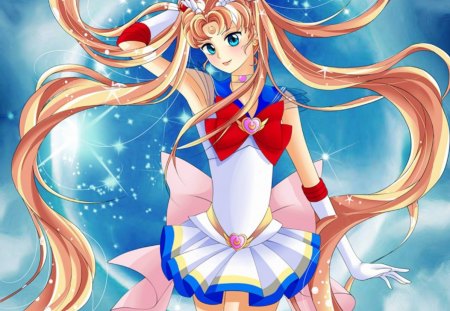 Sailor Moon - princess, princess serenity, female, anime girl, blonde hair, anime, ribbon, cute, moon, girl, magical girl, long hair, usagi tsukino, sailor moon, star, sweet, serena, dress, blonde