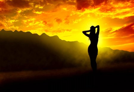 ELEGANT SILHOUETTE - photograph, beauty, silhouette, sunset