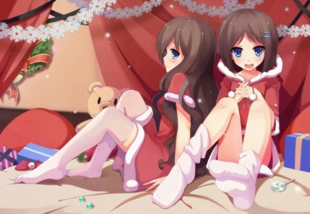 Christmas - girl, blue eyes, anime, cute, christmas