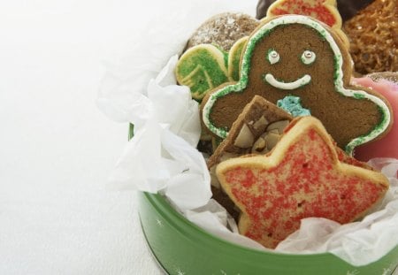 Christmas Cookies - star, gingerbread, food, sweets, holidays, christmas, christmas cookies, cookies, cute, box, gift, sugar