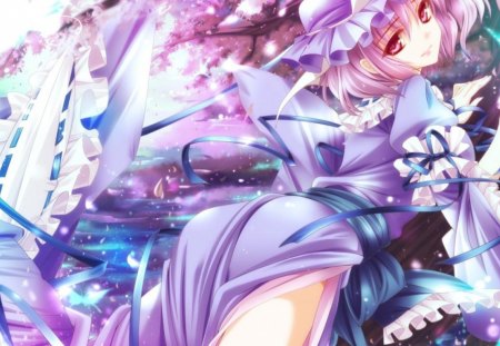 Touhou - girl, video game, anime, saigyouji yuyuko, manga