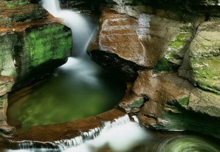 water pool in ricketts glen state park in pa. - moss, pools, rocks, falls